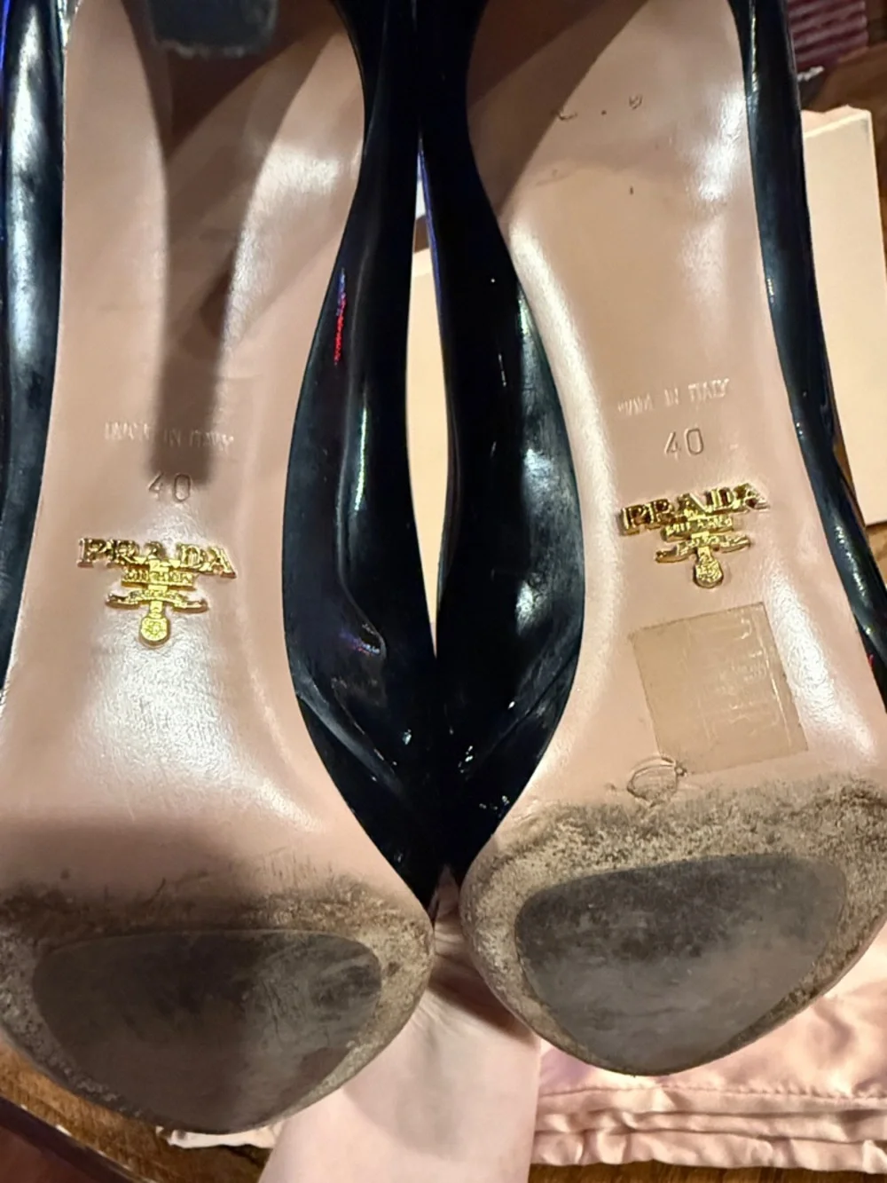 PRADA Calzature Donna Vernice Nero Black Patent Heels